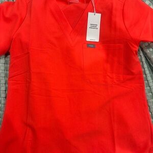 Figs Vivid Red Scrub Top